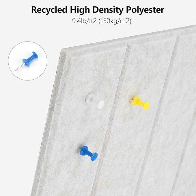 Acoustic Felt Bulletin Board Tiles Self-Adhesive Sound Absorbing Wall Panels