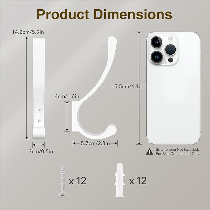 saffruff Wall Mount Coat Hooks, Heavy Duty Metal Hooks