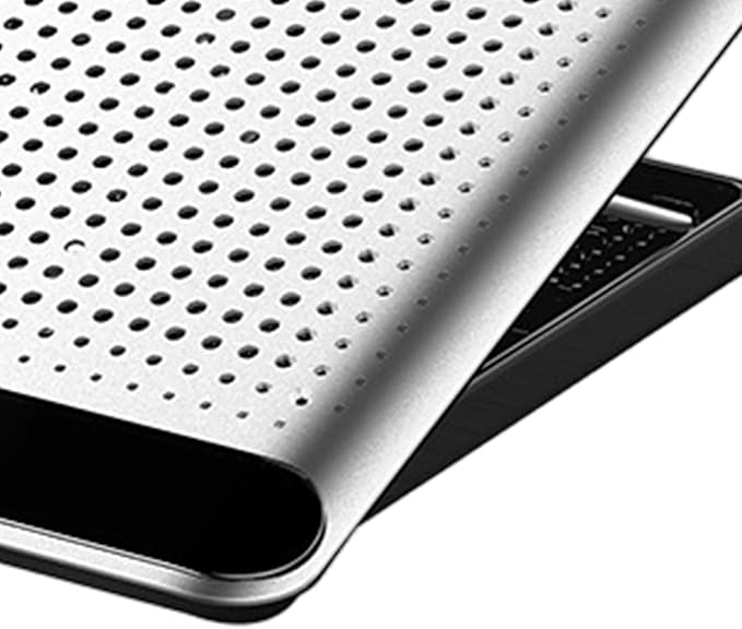 Adjustable Laptop Cooling Pad - Quiet Aluminum Alloy Fan Riser Base, High Airflow Computer Cooler, Ergonomic Design, Ideal for Laptops, Keyboard, Phone, Tablet, Books, Home, Workplace, Dormitory Use