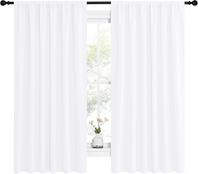 NICETOWN White Curtains, 50% Light Blocking Curtain Panels