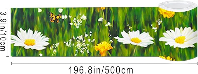 IVN Wallpaper Border Peel and Stick Decorative Wall Trim Self Adhesive Daisy