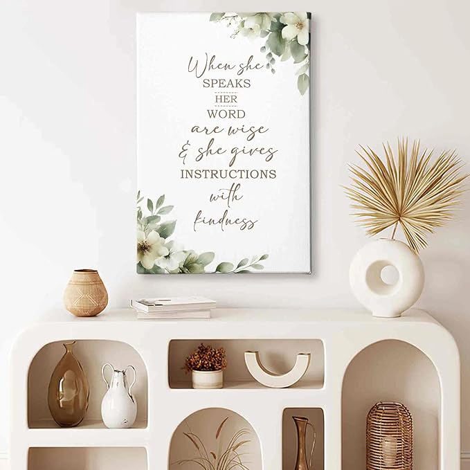 HIWX Christian Wall Decor, Sage Green Botanical Bible Verses Framed Canvas