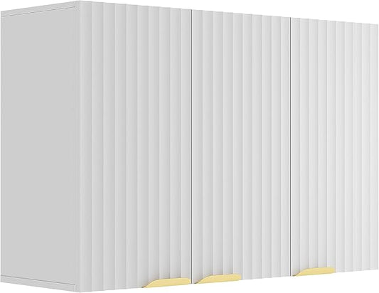 ChooChoo 3-Door Bathroom Wall Cabinet, Fluted Kitchen Wall Cabinet