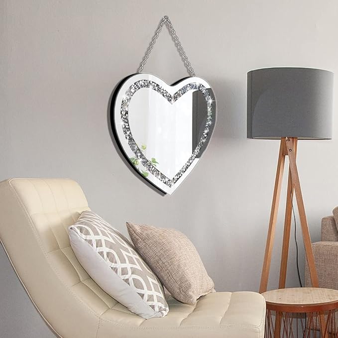 DMDFIRST Crystal Crush Diamond Heart Shaped Silver Mirror