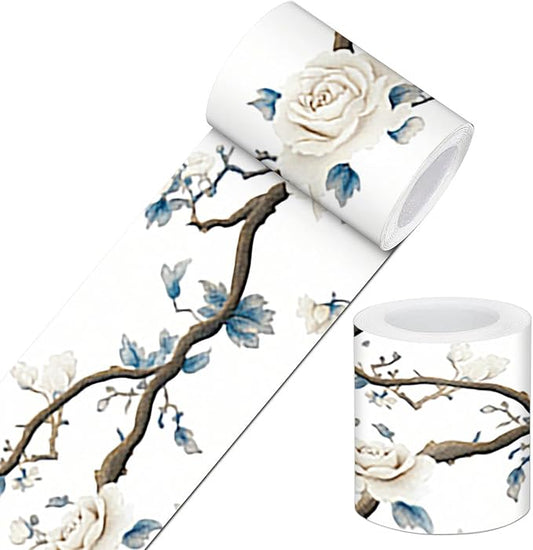 IVN Wallpaper Border Peel and Stick PVC Rose and Branch Design 4x196 Inch