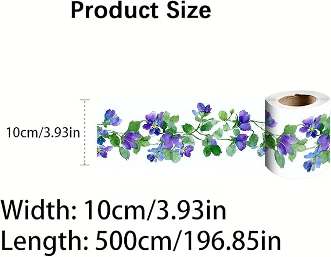 Purple Blue Floral Wallpaper Border 196x4 Inch Peel and Stick Wall Border Self