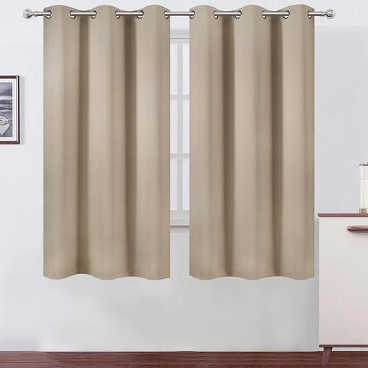 LEMOMO Khaki Thermal Blackout Curtains/38 x 63 Inch/Set of 2 Panels Room