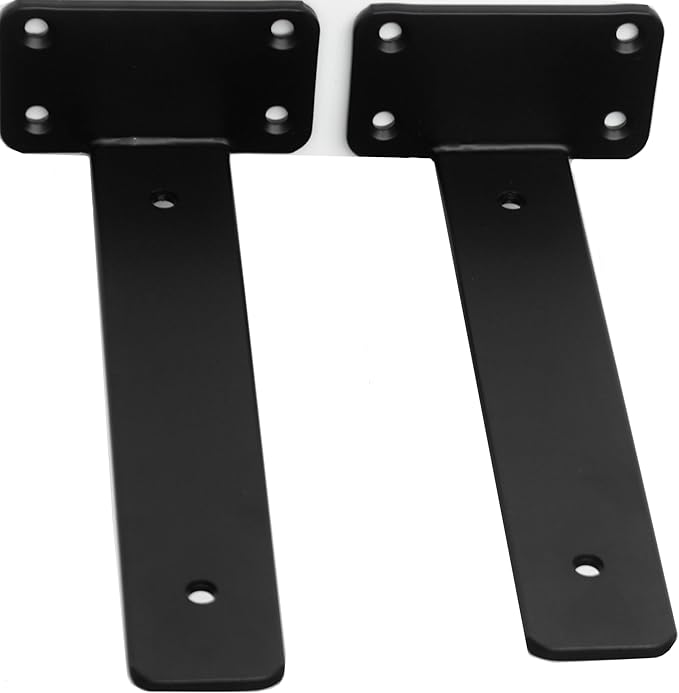 2 Pack - 5 inch Black Hidden L Shelf Bracket Iron Floating Shelf Brackets