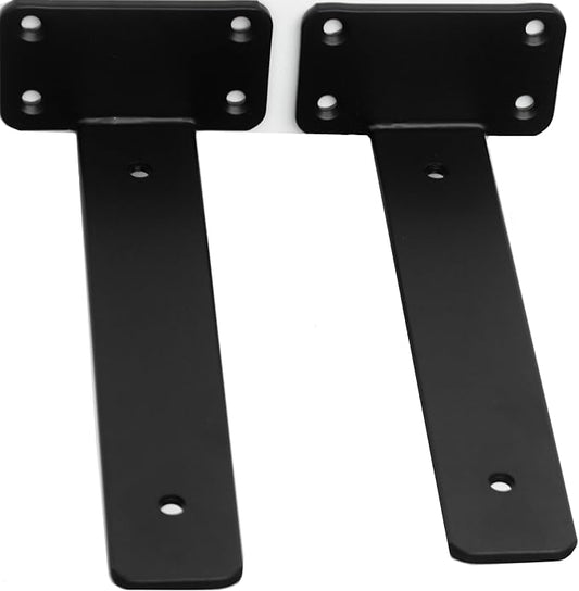 2 Pack - 5 inch Black Hidden L Shelf Bracket Iron Floating Shelf Brackets