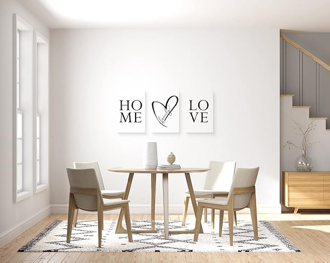 GUBIYU Home Love Wall Decor Set of 3 Prints Modern Black and White Wall Art
