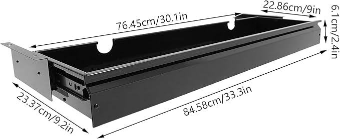 FFanhia 30 Inch Under Desk Mounted Sliding Pull-out Drawer Storage for Sit Stand Workstation Office(Applicable Table Thickness: 0.79in) Black