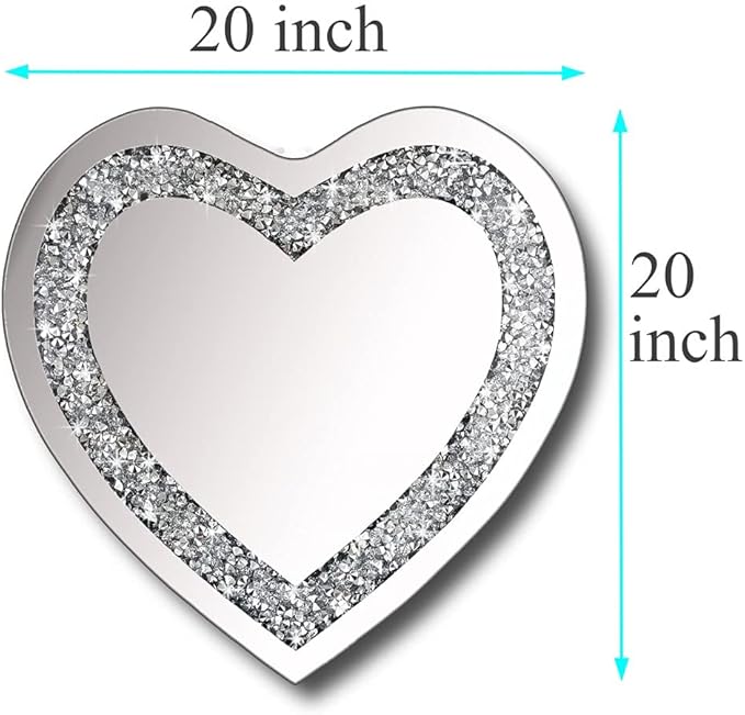 DMDFIRST Crystal Crush Diamond Heart Shaped Silver Mirror