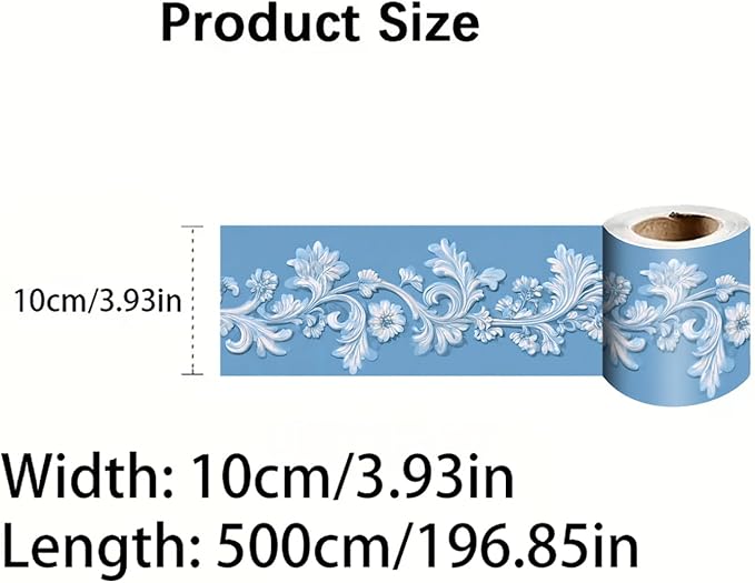 Blue Floral Wallpaper Border 196x4 Inch Peel and Stick Wall Border Elegant