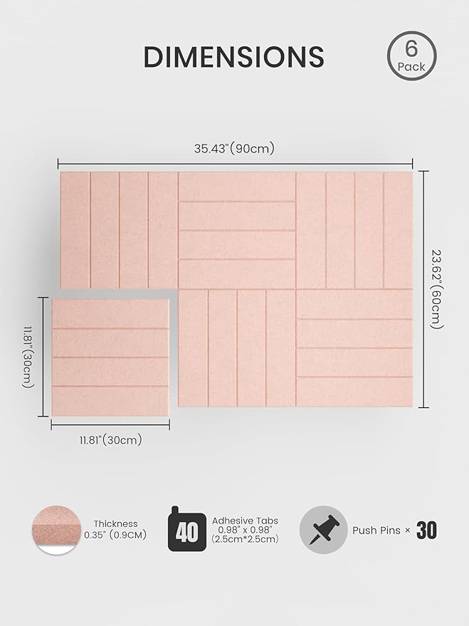 Bumusty Large Cork Board Alternative-36 x 24" Felt Bulletin Board Tiles