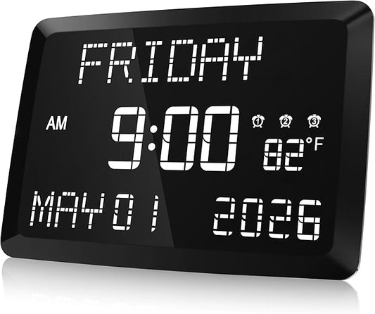 Raynic Digital Clock, 11.5" Large Display Calendar Clock