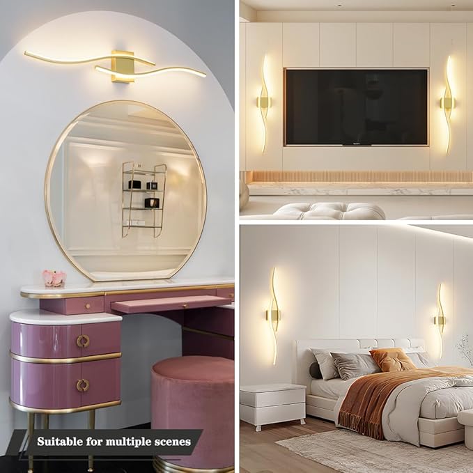 Modern Wall Sconces Set of 2, Dimmable LED