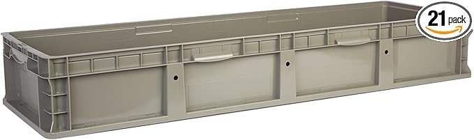 Hudson Exchange 48 x 15 x 7.5" (21 Pack) Straight Wall Handled Open Storage Container Tote, Gray/Brown