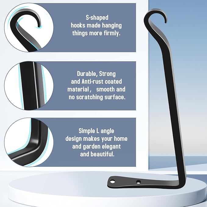 FEED GARDEN 2 Pack 12 Inch Hanging Plant Bracket Wall Hooks Decorative Plant