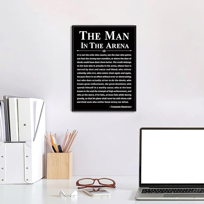 Howwii Office Wall Art Inspirational Decor The Man in the Arena Framed