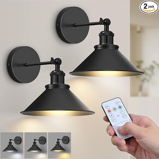 Battery Operated Wall Sconce Set of 2, Vintage Wireless Wall Sconces