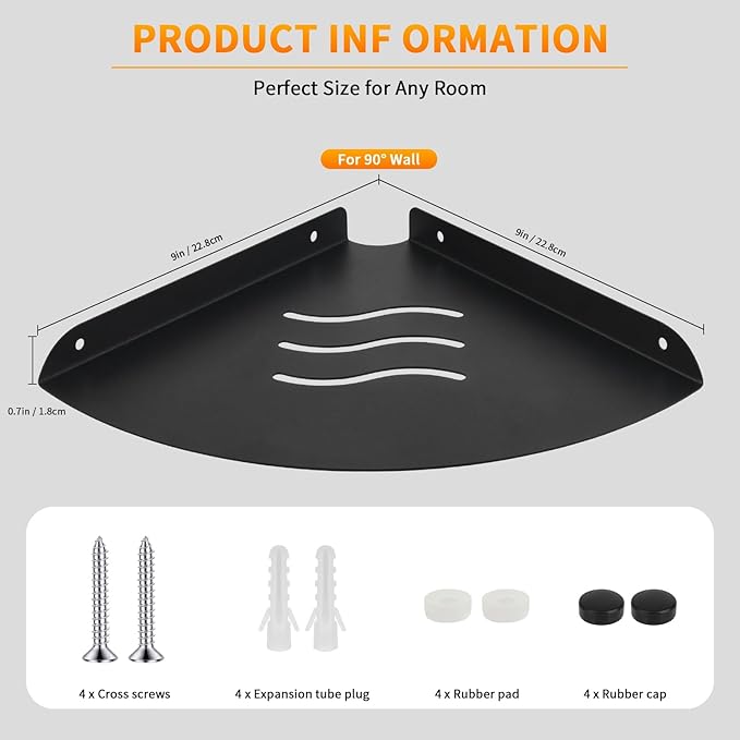 Corner Shelf Wall Mount, Floating Corner Shelves, Corner withs Wire Hole