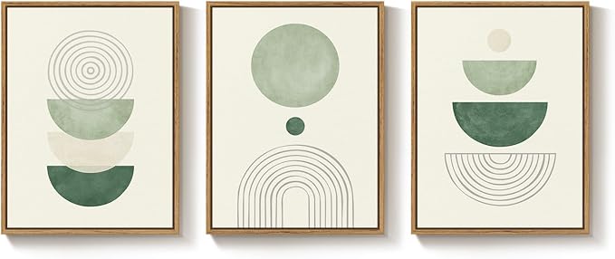 3 Piece Framed Minimalist Boho Canvas Wall Art