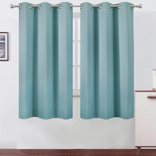 LEMOMO Stone Blue Thermal Blackout Curtains/38 x 63 Inch/Set of 2 Panels Room