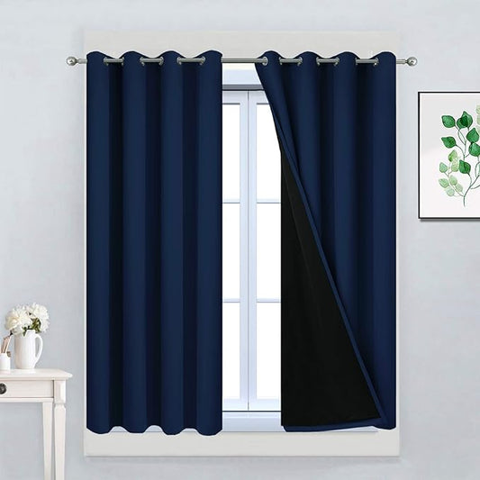 Yakamok 100% Blackout Curtains 45 Inches Long, 2 Thick Layers Total Blackout