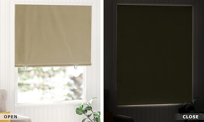 LazBlinds 100% Blackout Door Curtain, No Tools No Drill Cordless Blinds