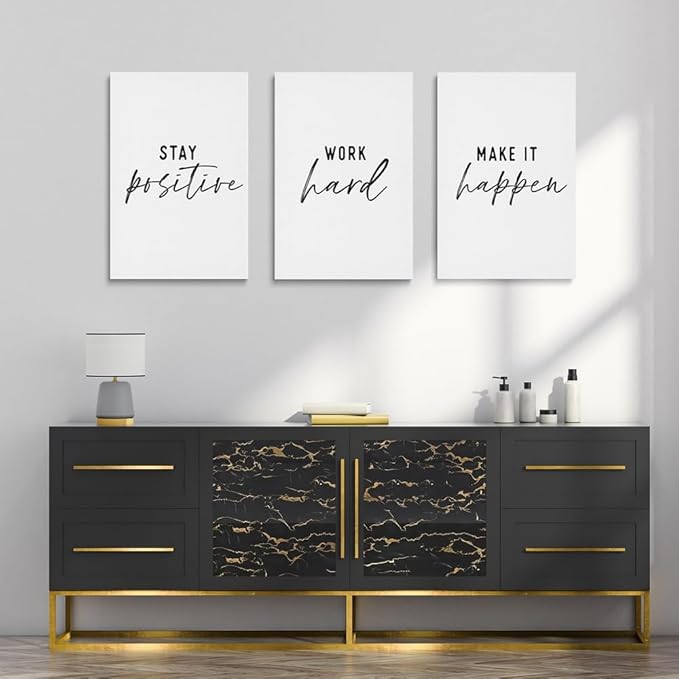 GUBIYU Black and White Inspirational Wall Art Stay Positive Work Hard Make it
