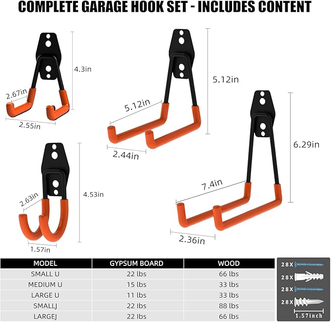 Garage Hooks, 12 Pack Wall Hooks