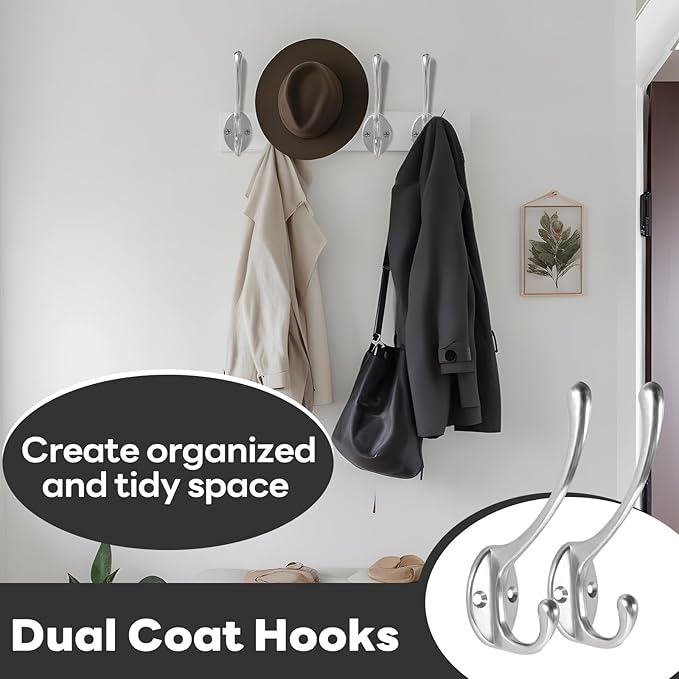 Wall Hooks for Hanging, 20-Pcs Heavy Duty Metal Coat Hooks, for Living Room