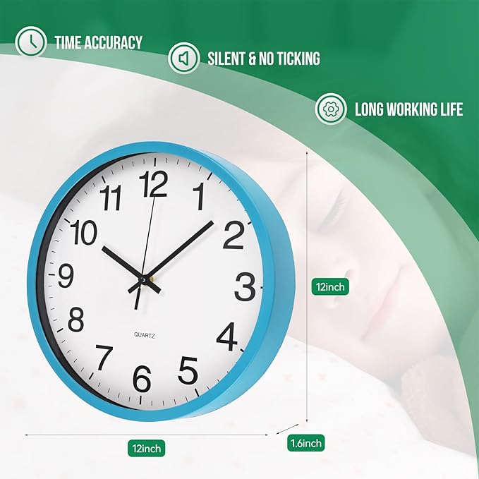 Wall Clock Non-Ticking Silent Quartz Movement Decor Clock Modern Simple Style