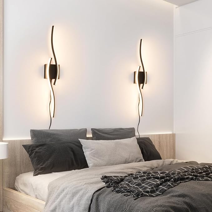 Plug in Wall Sconces Set of 2, Modern Plug in Sconce