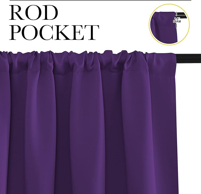 NICETOWN RV Blackout Curtains for Camper Windows, Royal Purple, Short Blackout
