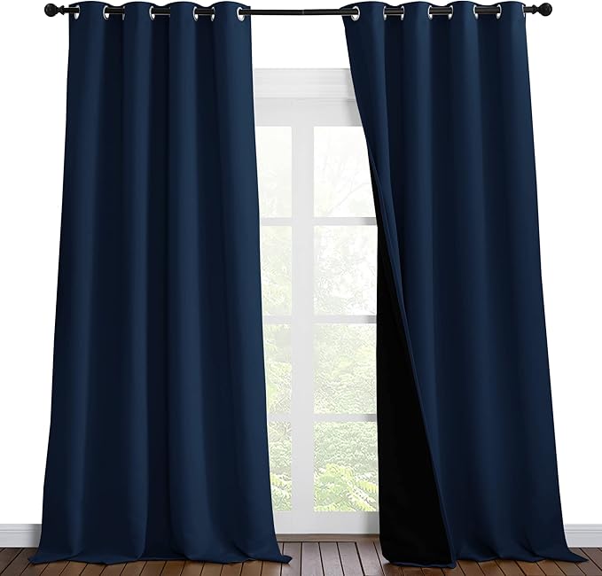 NICETOWN 100% Blackout Curtains 102 inches Long, Noise Reduction Window