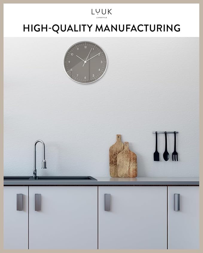 LUUK LIFESTYLE Silent Quartz Wall Clock, Nordic and Minimalist Design, Interior