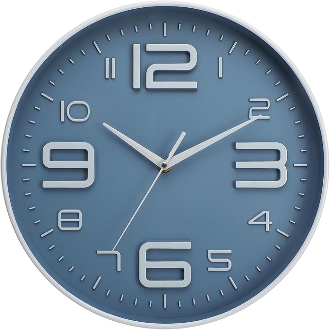 12 inch Silent and Non tick Battery Powered Quartz Round Wall Clock, Suitable