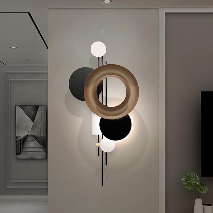 HEBOIX Large 3D Wall Art with Led Lights Luminescence，Metal Wall Art