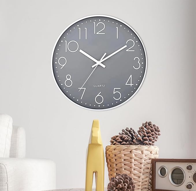 SIN&MI Wall Clock Silent & Non Ticking Modern Quartz Battery Operated Digital