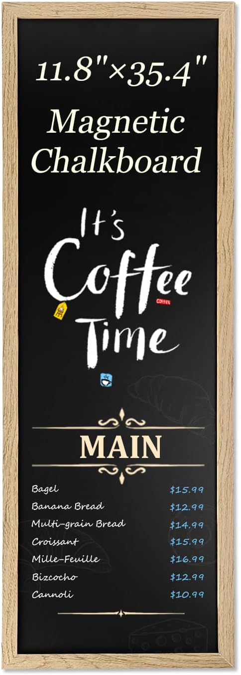 Magnetic Chalkboard for Wall, Long Chalk Board, Wall Hanging Menu for Restaurant
