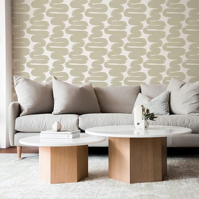 Tempaper x Bobby Berk Beige & White Wiggle Room Removable Peel and Stick