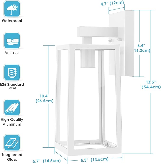 MAXvolador Outdoor Wall Sconce, Large Exterior Waterproof Wall Lantern Light
