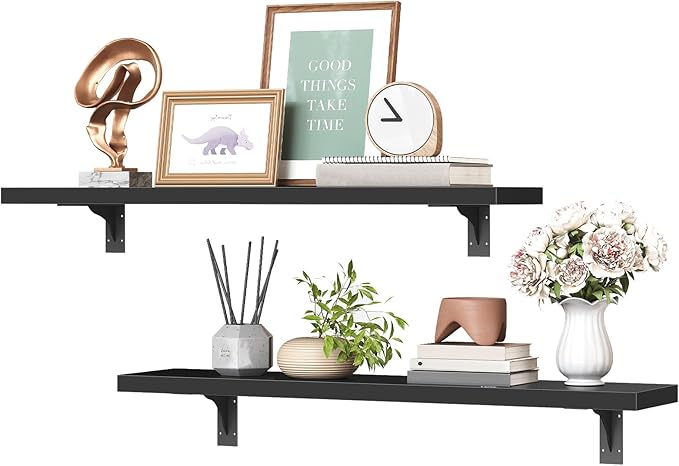 HOOBRO Floating Shelves for Wall, 23.6" Wall Mounted Shelves Set of 2, Hanging