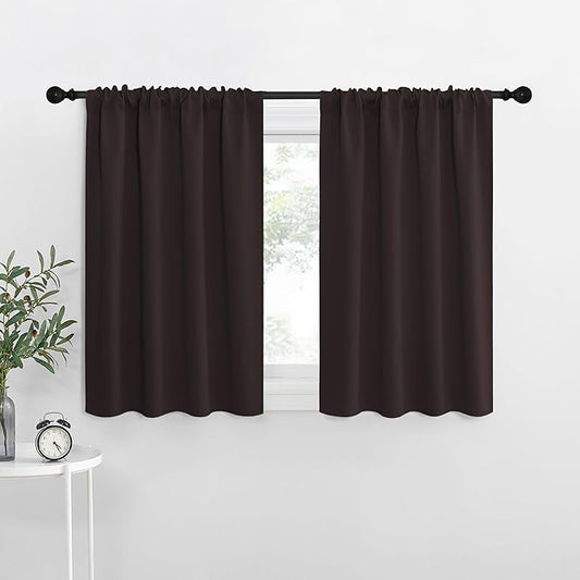 NICETOWN RV Blackout Curtains for Camper Windows, Toffee Brown, Kitchen Curtains