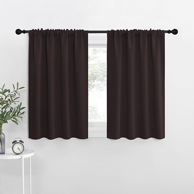 NICETOWN RV Blackout Curtains for Camper Windows, Toffee Brown, Short Blackout