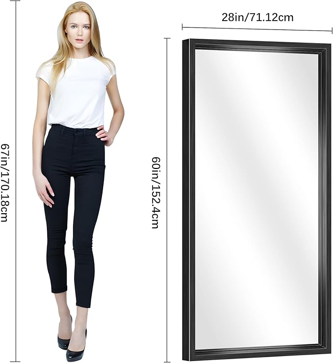 Large Bathroom Mirror, 60 x 28 Inch Rectangular Wall Mirror 0.6" Thickened Deep