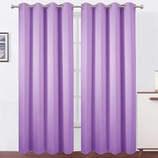 LEMOMO Blackout Curtains 52 x 120 Inch Long Lavender Curtains Set of 2 Panels