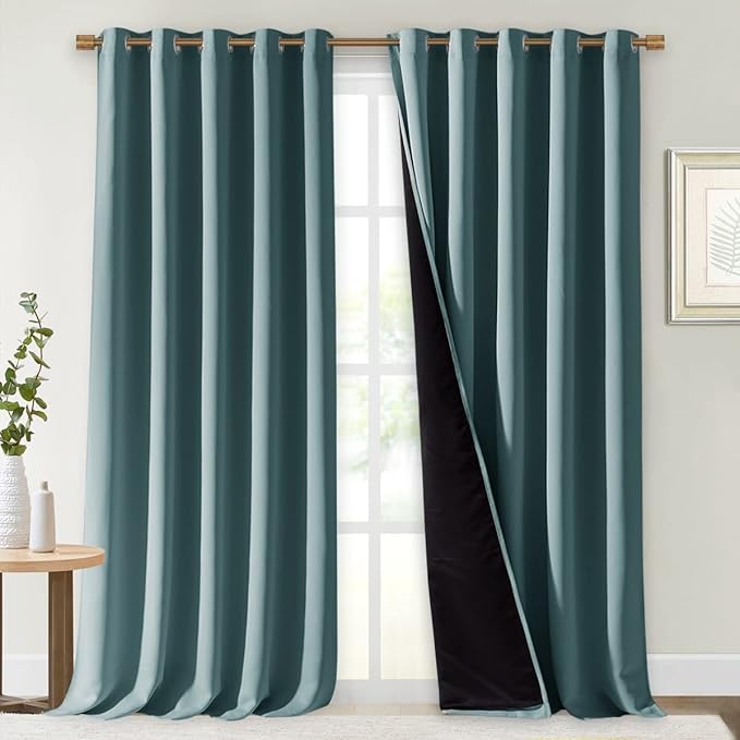 NICETOWN Full Shading Curtains for Windows, Super Heavy-Duty Black Lined
