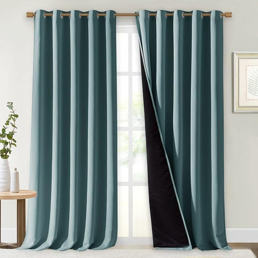 NICETOWN Full Shading Curtains for Windows, Super Heavy-Duty Black Lined